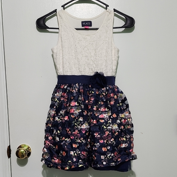 The Children's Place Other - The Children's Place Blue and White Sleeveless Scoop Neck Sundress